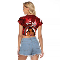 Personalised New Zealand Mother's Day Raglan Cropped T Shirt I Love You Mom