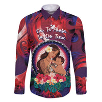 Personalised Samoa Mother's Day Family Matching Off The Shoulder Long Sleeve Dress and Hawaiian Shirt I Love You Mom