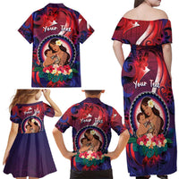 Personalised Samoa Mother's Day Family Matching Off Shoulder Maxi Dress and Hawaiian Shirt I Love You Mom