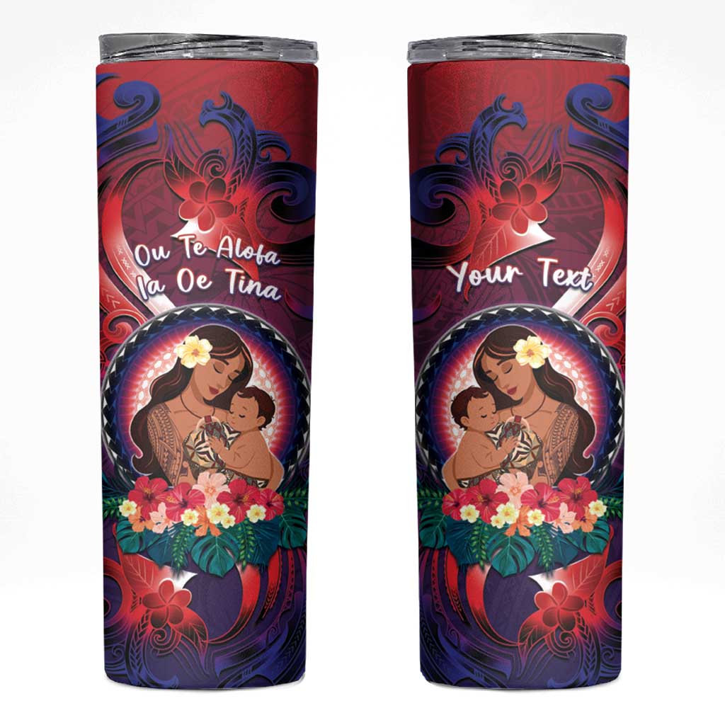 Personalised Samoa Mother's Day Skinny Tumbler I Love You Mom DT04 Red - Polynesian Pride