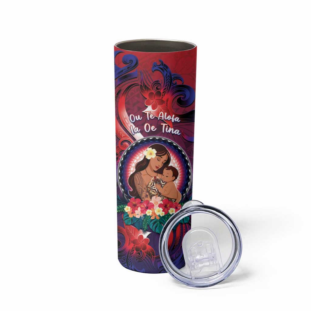 Personalised Samoa Mother's Day Skinny Tumbler I Love You Mom DT04 - Polynesian Pride
