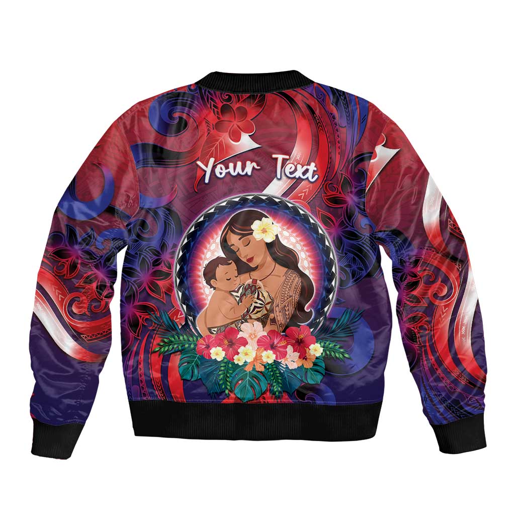 Personalised Samoa Mother's Day Sleeve Zip Bomber Jacket I Love You Mom DT04 - Polynesian Pride