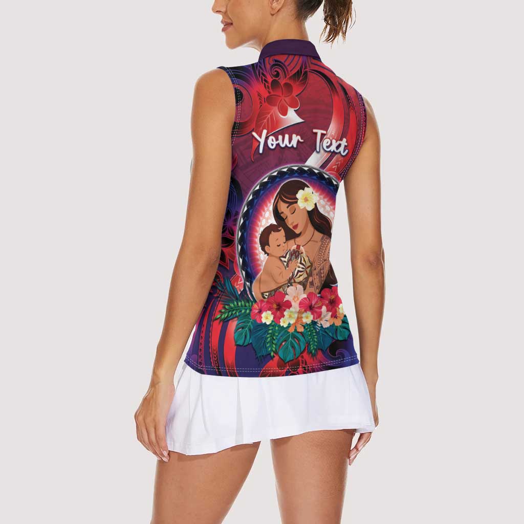 Personalised Samoa Mother's Day Women Sleeveless Polo Shirt I Love You Mom