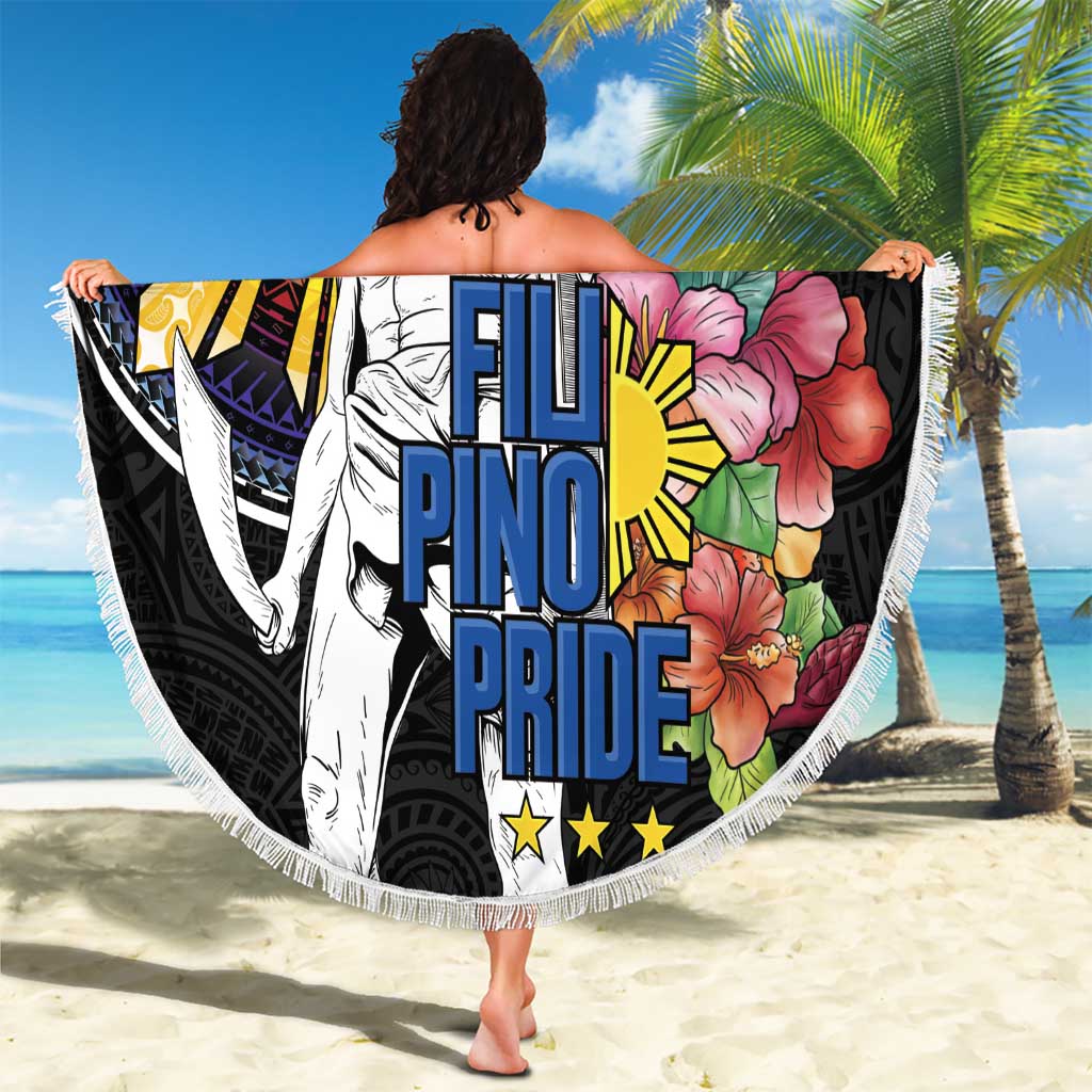 Filipinos Lapu-Lapu Hero Philippines Beach Blanket Hibiscus Flowers Style