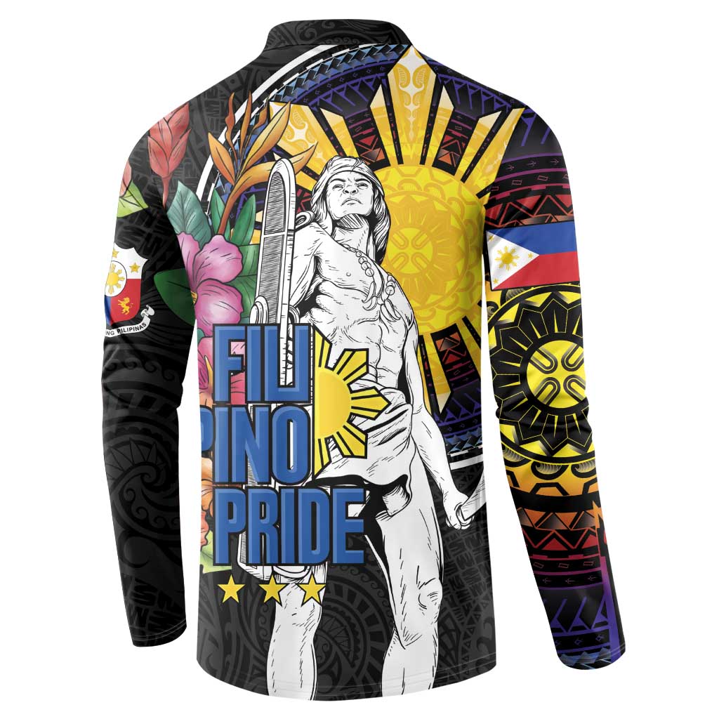 Filipinos Lapu-Lapu Hero Philippines Button Sweatshirt Hibiscus Flowers Style