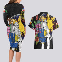 Filipinos Lapu-Lapu Hero Philippines Couples Matching Long Sleeve Bodycon Dress and Hawaiian Shirt Hibiscus Flowers Style