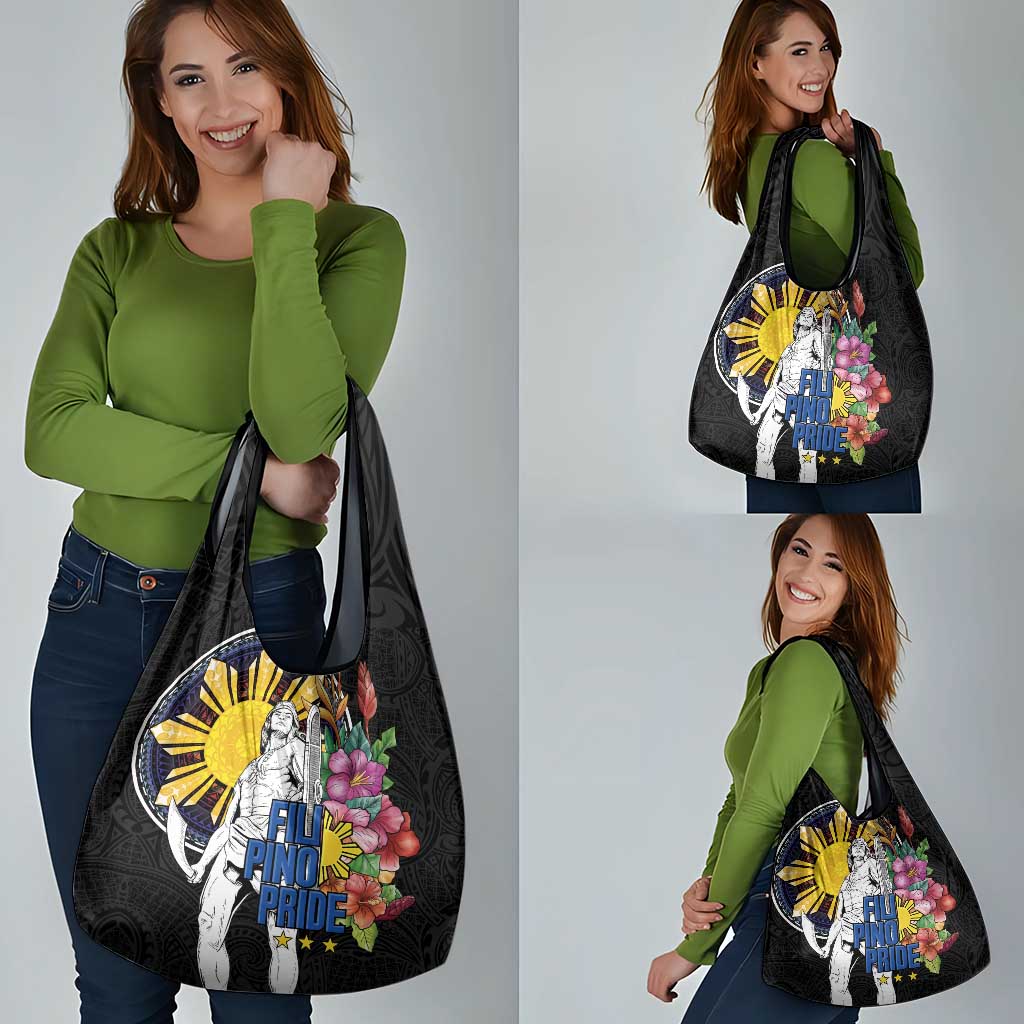 Filipinos Lapu-Lapu Hero Philippines Grocery Bag Hibiscus Flowers Style