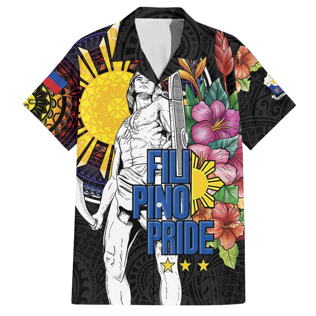 Filipinos Lapu-Lapu Hero Philippines Hawaiian Shirt Hibiscus Flowers Style DT04 Black - Polynesian Pride