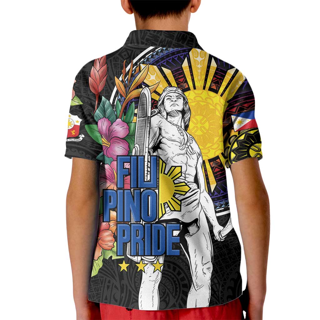 Filipinos Lapu-Lapu Hero Philippines Kid Polo Shirt Hibiscus Flowers Style