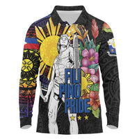 Filipinos Lapu-Lapu Hero Philippines Long Sleeve Polo Shirt Hibiscus Flowers Style