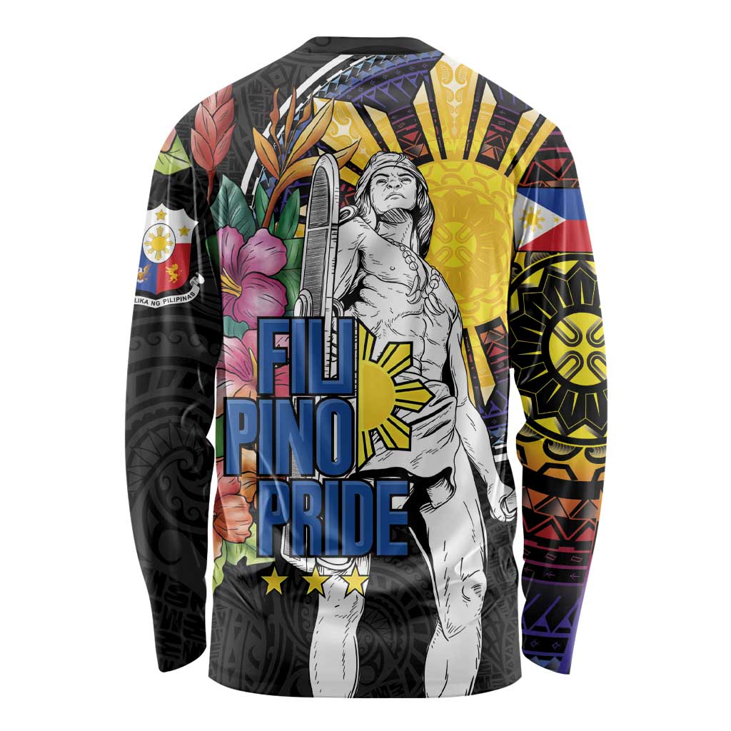 Filipinos Lapu-Lapu Hero Philippines Long Sleeve Shirt Hibiscus Flowers Style