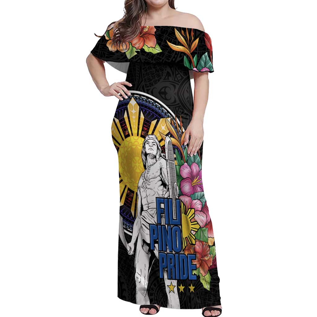 Filipinos Lapu-Lapu Hero Philippines Off Shoulder Maxi Dress Hibiscus Flowers Style