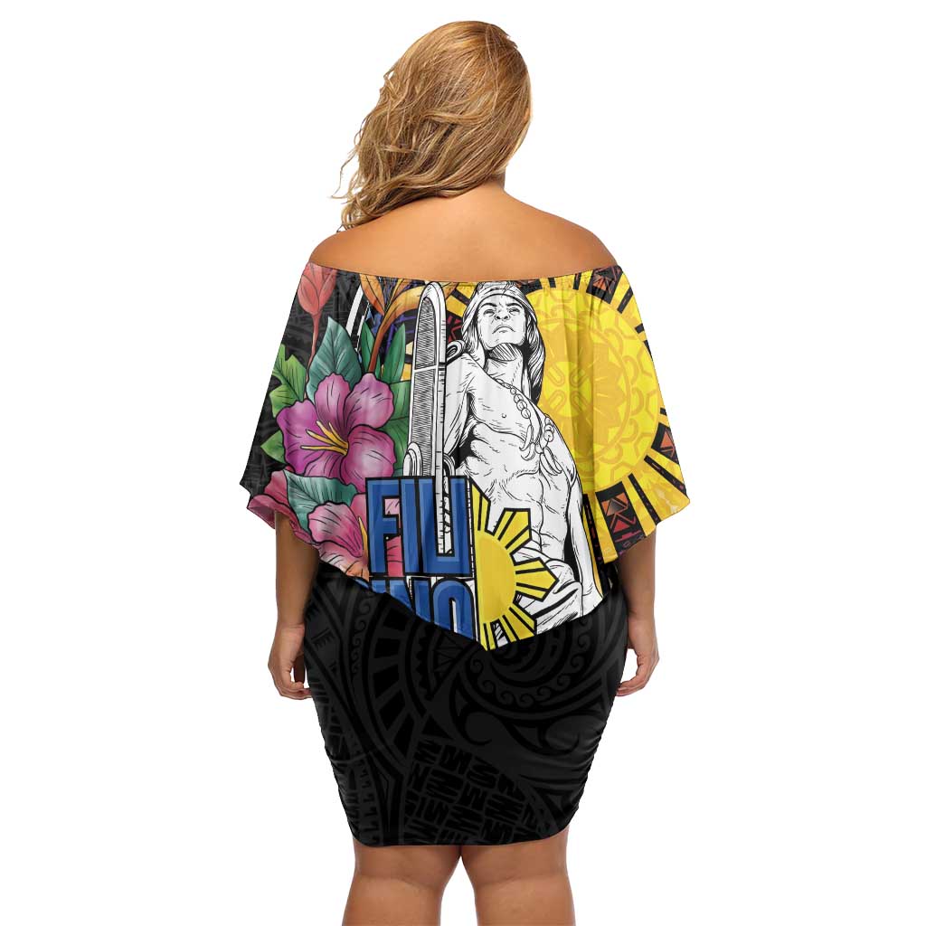 Filipinos Lapu-Lapu Hero Philippines Off Shoulder Short Dress Hibiscus Flowers Style