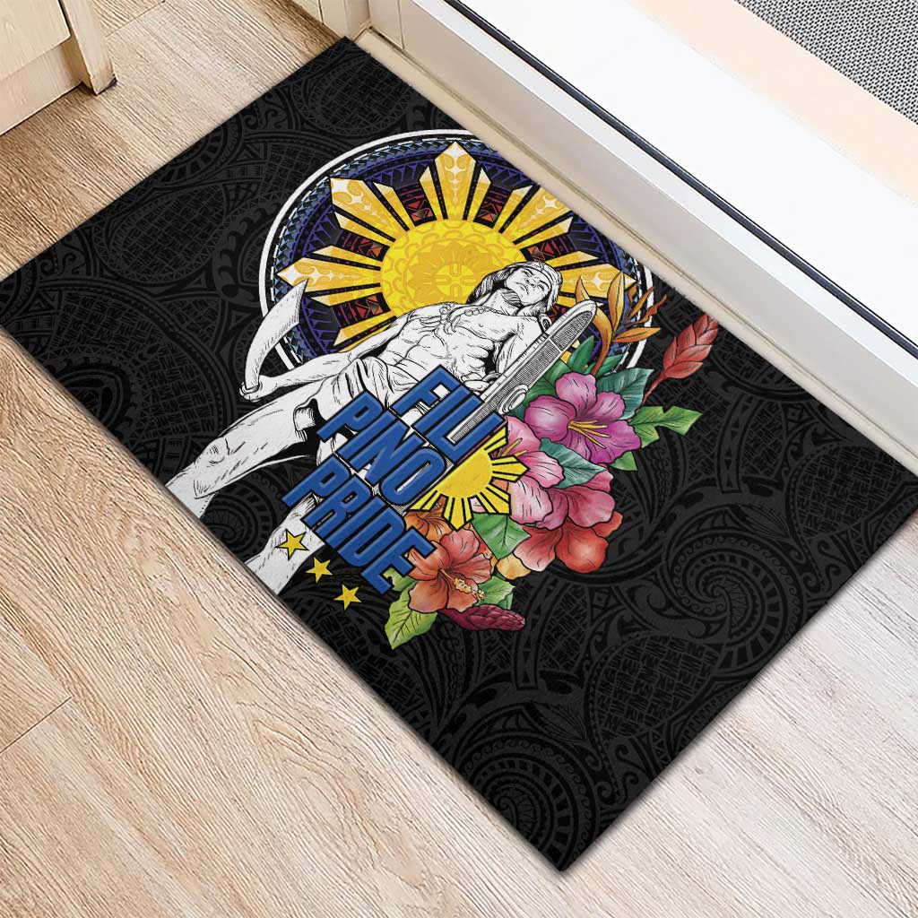 Filipinos Lapu-Lapu Hero Philippines Rubber Doormat Hibiscus Flowers Style