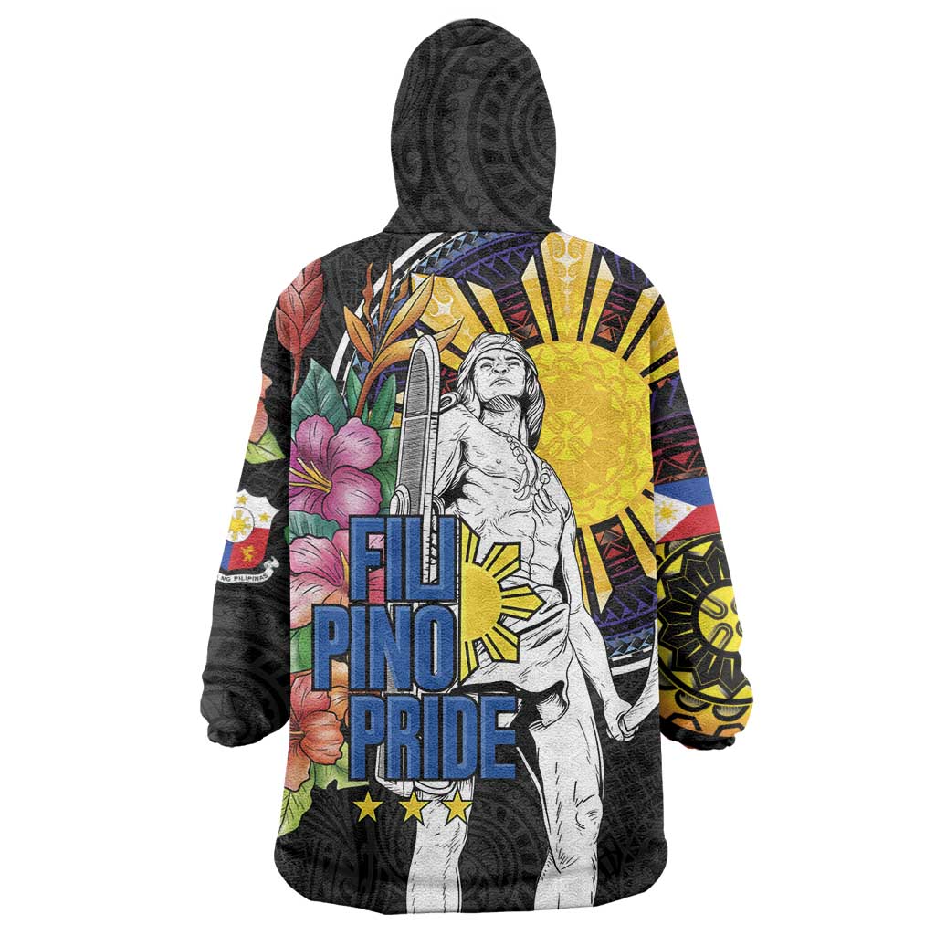 Filipinos Lapu-Lapu Hero Philippines Wearable Blanket Hoodie Hibiscus Flowers Style