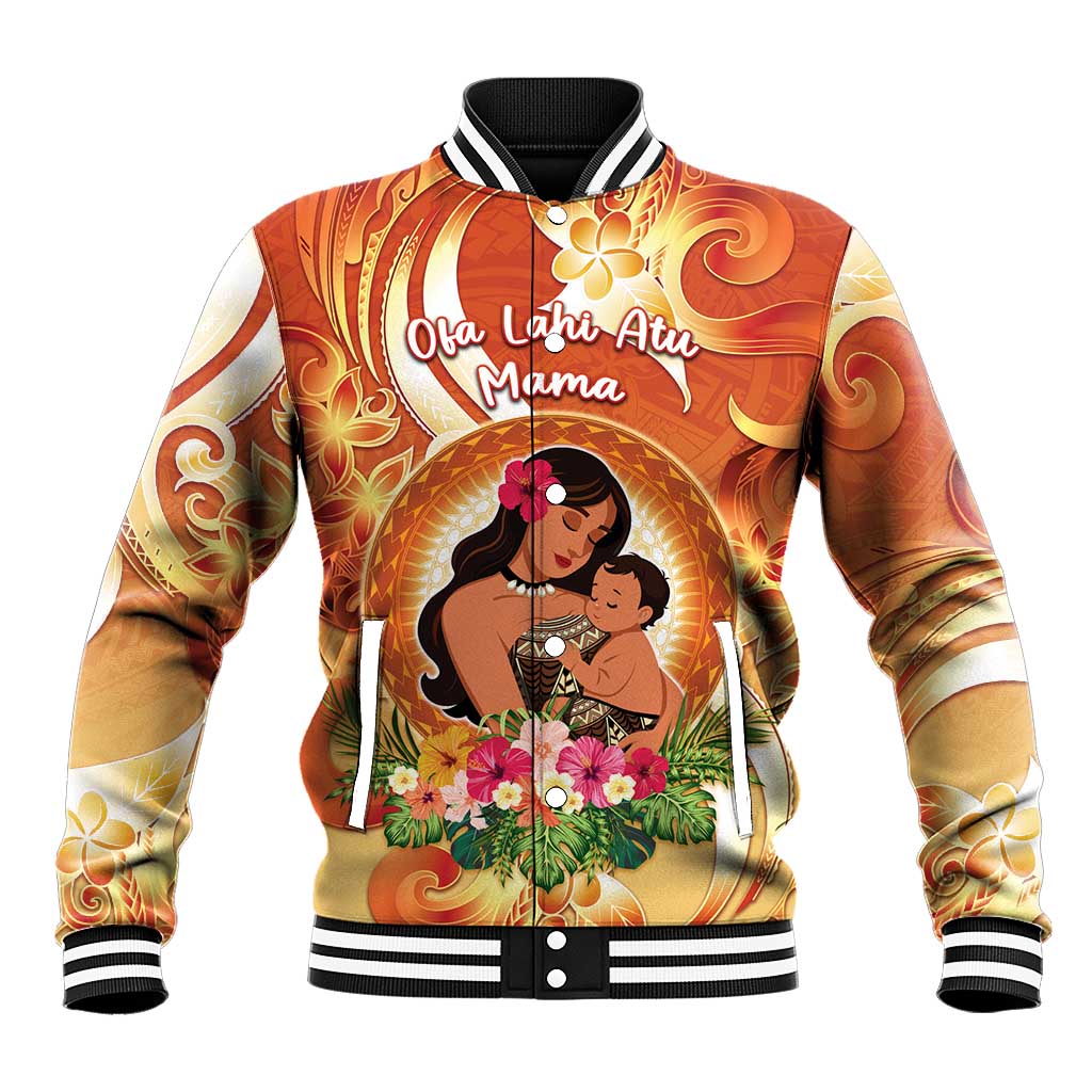 Personalised Tonga Mother's Day Baseball Jacket I Love You Mom DT04 Unisex Orange - Polynesian Pride