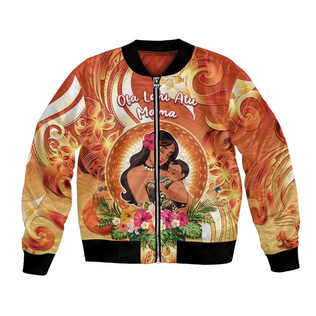Personalised Tonga Mother's Day Bomber Jacket I Love You Mom DT04 Unisex Orange - Polynesian Pride