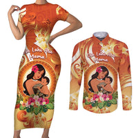 Personalised Tonga Mother's Day Couples Matching Short Sleeve Bodycon Dress and Long Sleeve Button Shirt I Love You Mom