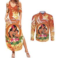 Personalised Tonga Mother's Day Couples Matching Summer Maxi Dress and Long Sleeve Button Shirt I Love You Mom