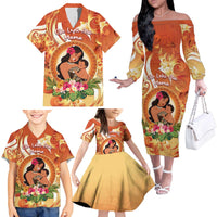 Personalised Tonga Mother's Day Family Matching Off The Shoulder Long Sleeve Dress and Hawaiian Shirt I Love You Mom