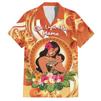 Personalised Tonga Mother's Day Family Matching Puletasi and Hawaiian Shirt I Love You Mom DT04 Dad's Shirt - Short Sleeve Orange - Polynesian Pride