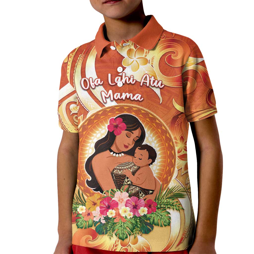 Personalised Tonga Mother's Day Kid Polo Shirt I Love You Mom DT04 Kid Orange - Polynesian Pride