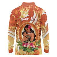 Personalised Tonga Mother's Day Long Sleeve Polo Shirt I Love You Mom DT04 - Polynesian Pride