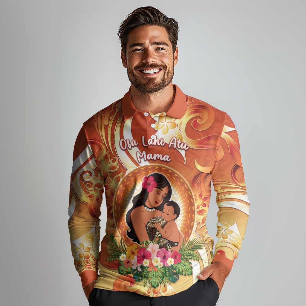 Personalised Tonga Mother's Day Long Sleeve Polo Shirt I Love You Mom DT04 - Polynesian Pride
