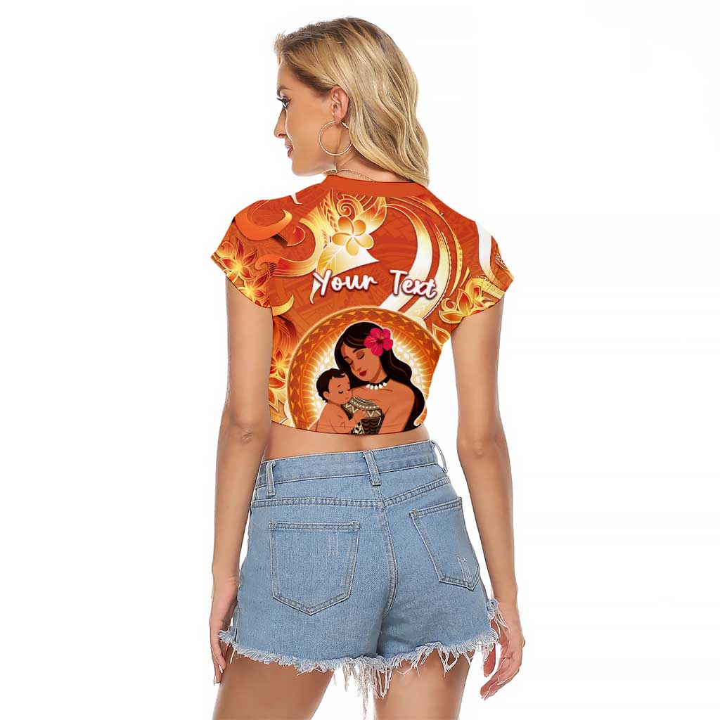 Personalised Tonga Mother's Day Raglan Cropped T Shirt I Love You Mom DT04 - Polynesian Pride