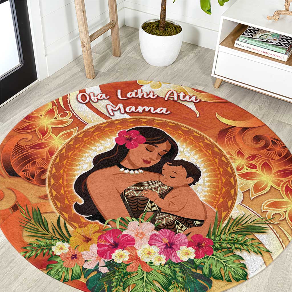 Tonga Mother's Day Round Carpet I Love You Mom DT04 Orange - Polynesian Pride