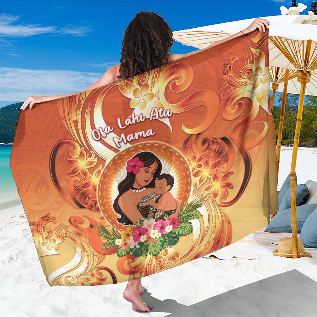 Tonga Mother's Day Sarong I Love You Mom DT04 One Size 44 x 66 inches Orange - Polynesian Pride
