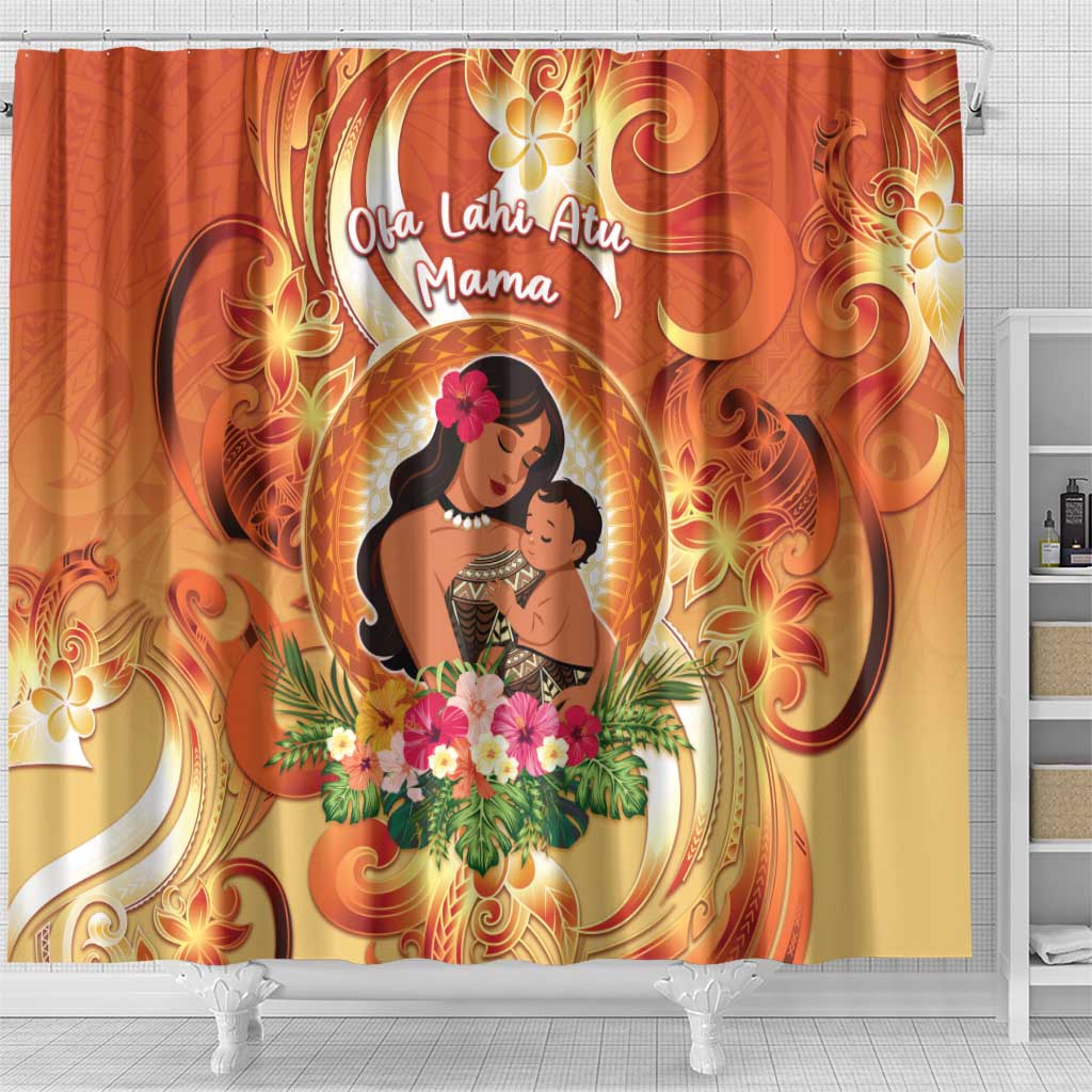 Tonga Mother's Day Shower Curtain I Love You Mom DT04 - Polynesian Pride