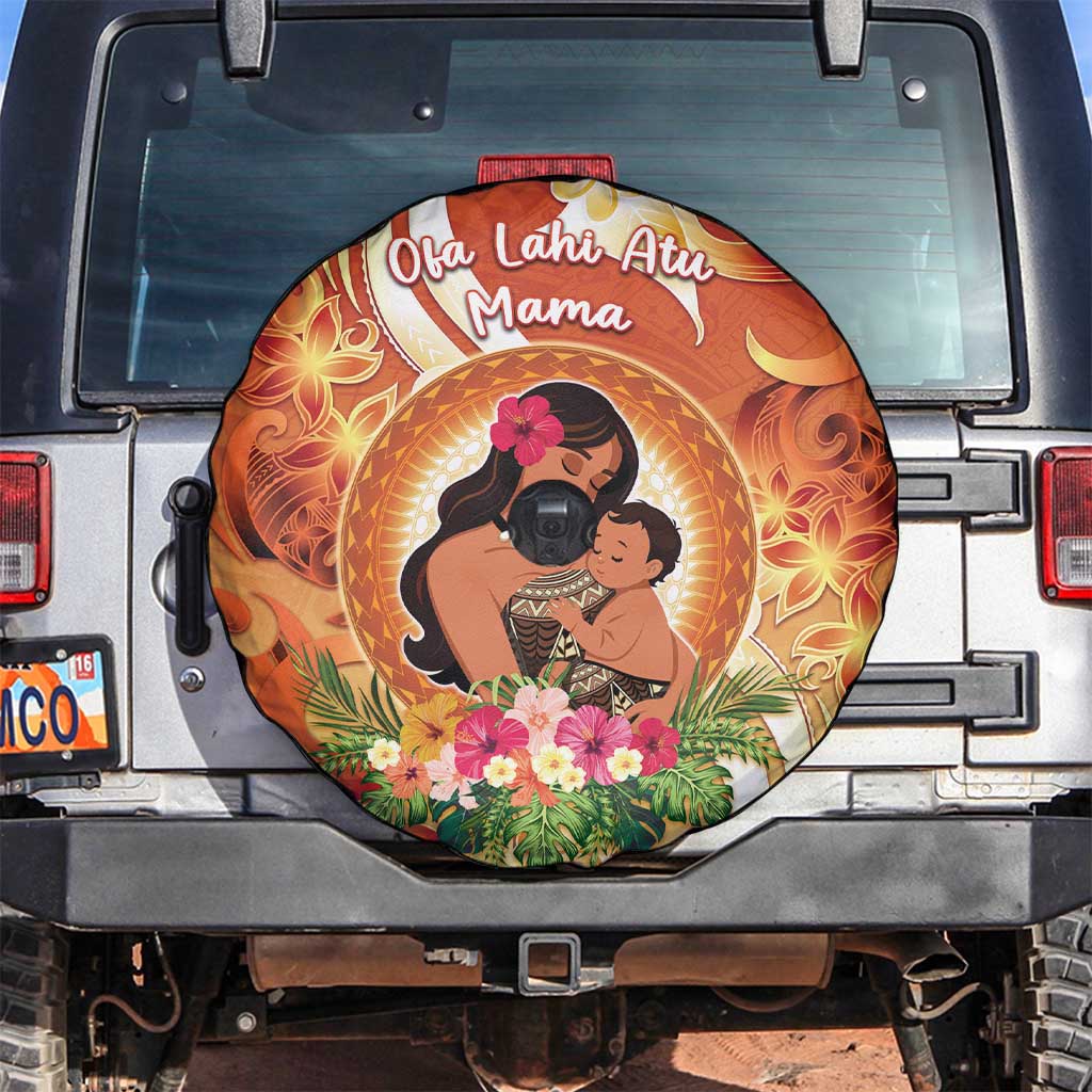 Tonga Mother's Day Spare Tire Cover I Love You Mom DT04 Orange - Polynesian Pride