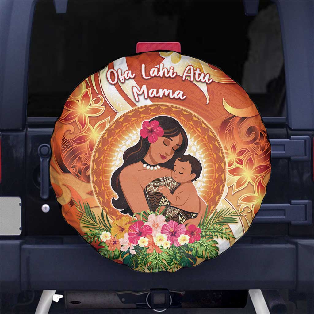 Tonga Mother's Day Spare Tire Cover I Love You Mom DT04 No hole Orange - Polynesian Pride