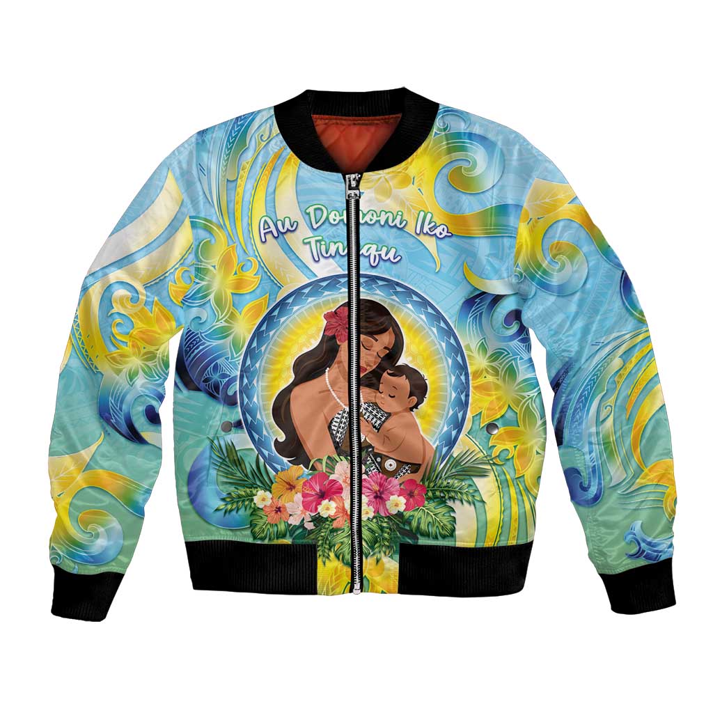 Personalised Fiji Mother's Day Bomber Jacket I Love You Mom DT04 Unisex Blue - Polynesian Pride