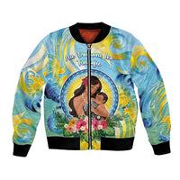 Personalised Fiji Mother's Day Bomber Jacket I Love You Mom DT04 Unisex Blue - Polynesian Pride