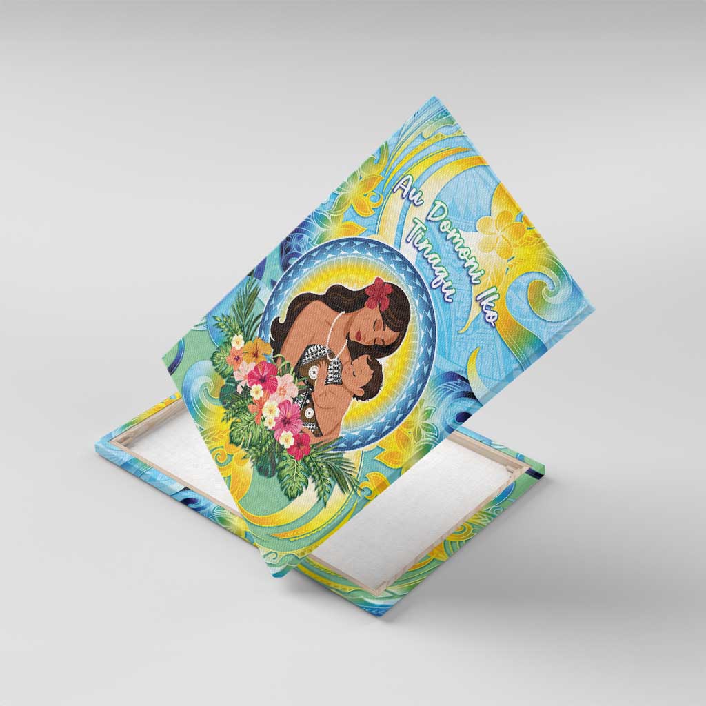 Fiji Mother's Day Canvas Wall Art I Love You Mom DT04 With Frame Blue - Polynesian Pride