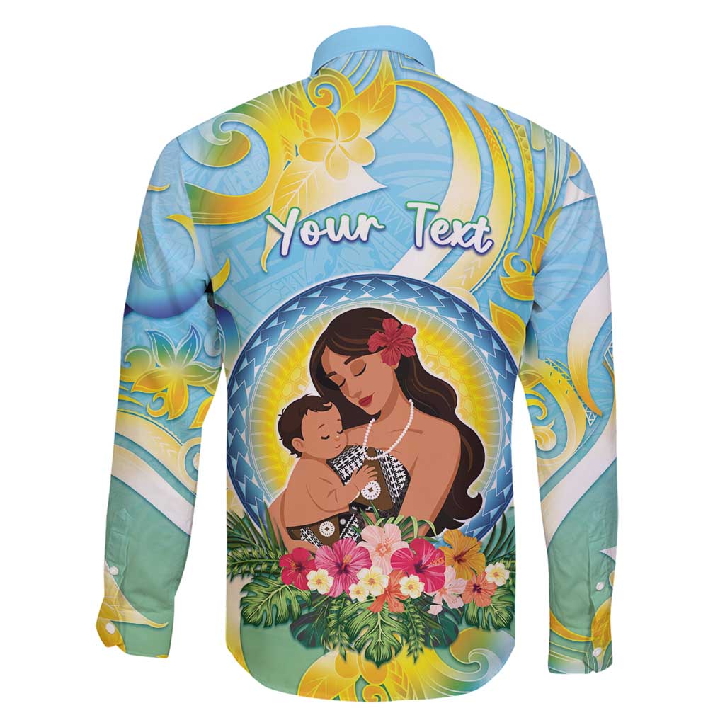 Personalised Fiji Mother's Day Family Matching Long Sleeve Bodycon Dress and Hawaiian Shirt I Love You Mom