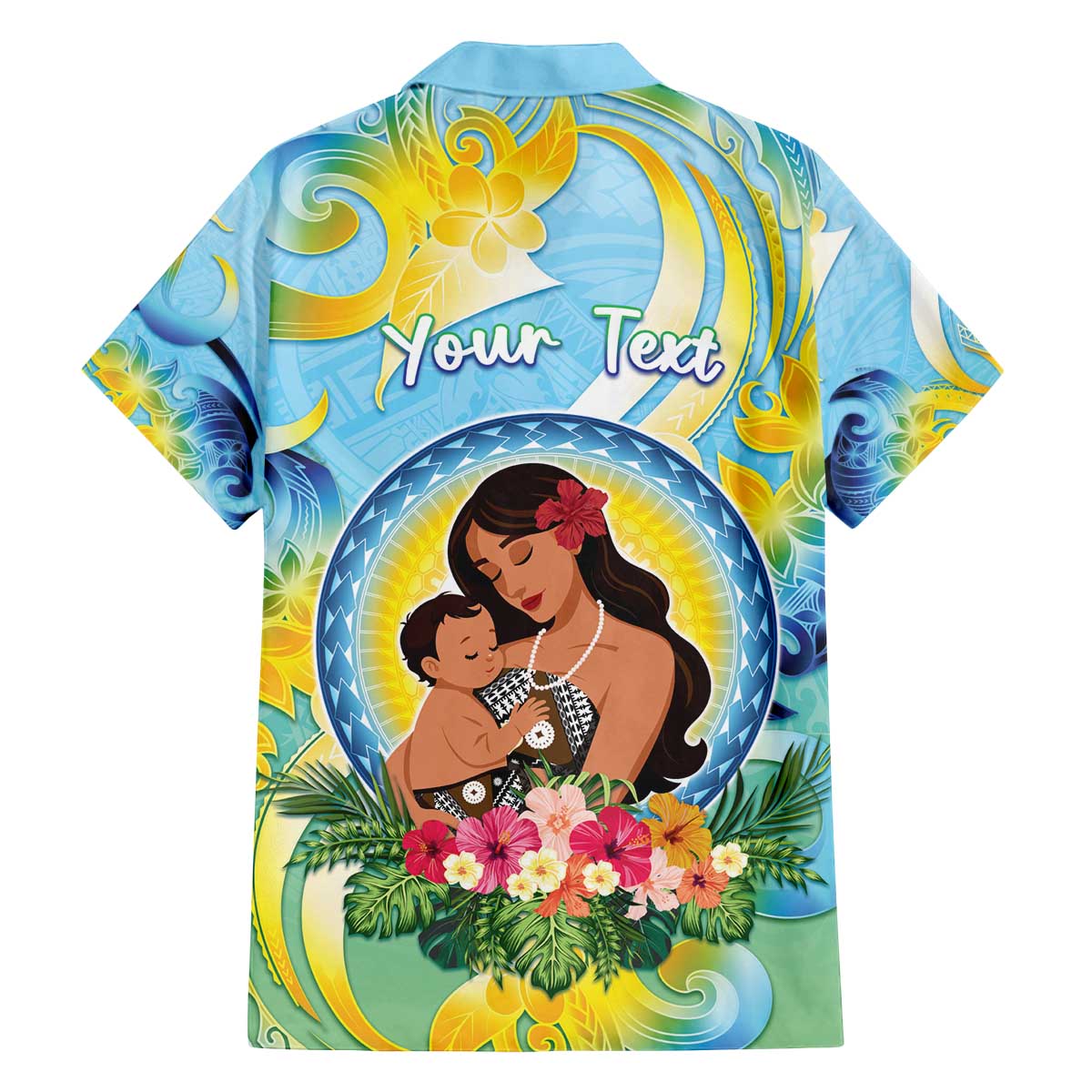 Personalised Fiji Mother's Day Family Matching Off The Shoulder Long Sleeve Dress and Hawaiian Shirt I Love You Mom