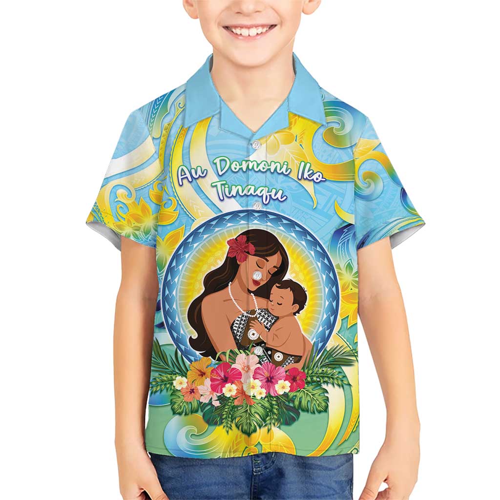 Personalised Fiji Mother's Day Kid Hawaiian Shirt I Love You Mom DT04 Kid Blue - Polynesian Pride