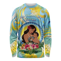 Personalised Fiji Mother's Day Long Sleeve Shirt I Love You Mom DT04 Unisex Blue - Polynesian Pride