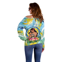 Personalised Fiji Mother's Day Off Shoulder Sweater I Love You Mom DT04 - Polynesian Pride