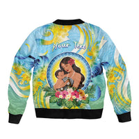 Personalised Fiji Mother's Day Sleeve Zip Bomber Jacket I Love You Mom DT04 - Polynesian Pride