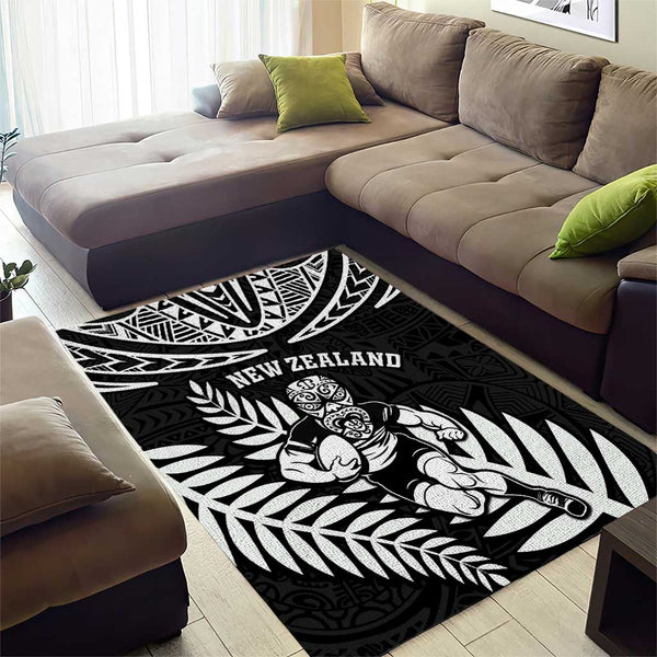 Maori Pattern Rug New Zealand Rugby Area Rug Silver Fern Maori Pattern DT04
