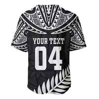 Custom New Zealand Rugby Baseball Jersey Silver Fern Maori Pattern