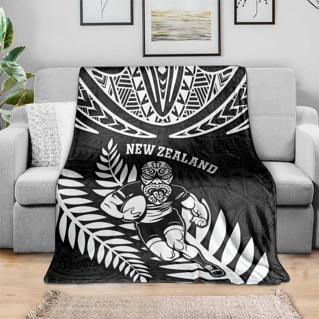 New Zealand Rugby Blanket Silver Fern Maori Pattern