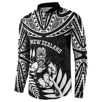 Custom New Zealand Rugby Button Sweatshirt Silver Fern Maori Pattern