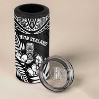 Custom New Zealand Rugby 4 in 1 Can Cooler Tumbler Silver Fern Maori Pattern