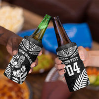Custom New Zealand Rugby 4 in 1 Can Cooler Tumbler Silver Fern Maori Pattern