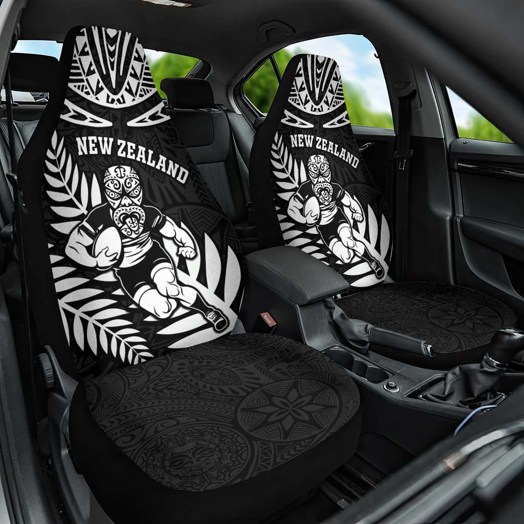 New Zealand Rugby Car Seat Cover Silver Fern Maori Pattern